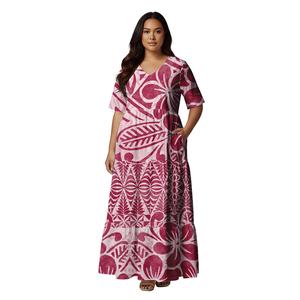 Vestidos de Fiesta 2026, Vestido Tribal Fiji Aloha, Talla Grande, con Bolsillos, Estilo Samoano Polinesio, para Bodas, Fiestas, Vestido Largo para Mujer - Product Image 2
