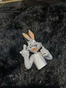 Collier pendentif lapin en moissanite de luxe, design lapin de dessin animé entièrement serti de pierres, bijoux hip-hop avec pierres étincelantes, pièce audacieuse - Product Image 5