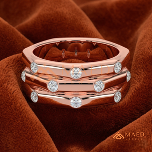 Modern 14K Rose Gold Set Hexagonal Diamond <b>Statement</b> <b>Ring</b> |Lab Grown Diamond Cluster <b>Ring</b> |Moissanite <b>Statement</b> Jewellery women - Product Image 1
