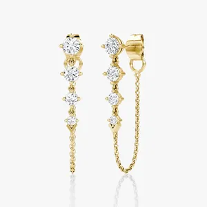 AURA LUXURIA Pendientes de Diamantes Redondos Cultivados en Laboratorio, Certificados por IGI, Oro Amarillo de Velmira V-Link Tennis, 0.55CTW, 2 Pulgadas, SI+ - Product Image 5
