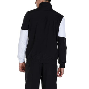 Ensemble de survêtement pour homme noir et blanc à blocs de couleur, manches longues, col montant, décontracté, pour l'automne, avec poches latérales et taille élastique - Product Image 5