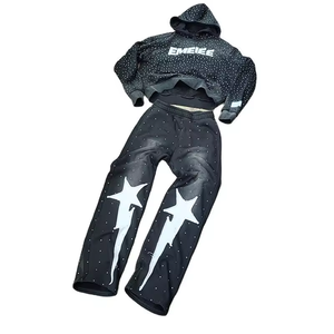 Ensemble de survêtement en molleton gris foncé pour homme, sweat-shirt à capuche et pantalon de jogging, deux pièces, vêtements de sport d'hiver - Product Image 2