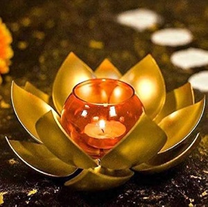 Traditional Brass Tealight <b>Stand</b> Vintage Floral Diya Holder for Home Temple Diwali or Spiritual Settings - Product Image 5