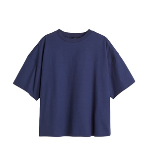 T-shirt Homme Bleu Marine Oversize en Coton Premium Coupe Ample Streetwear Minimaliste T-shirt Uni Lourd et Épais Mode Estivale - Product Image 1