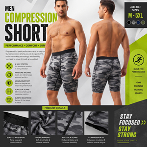 Customized Plus Size Camo Printed <b>Shorts</b> <b>Men</b> Gym Wear <b>Compression</b> <b>Shorts</b> Yoga Wear Breathable <b>Shorts</b> <b>Men</b> Base Layer Sport <b>Shorts</b> - Product Image 2