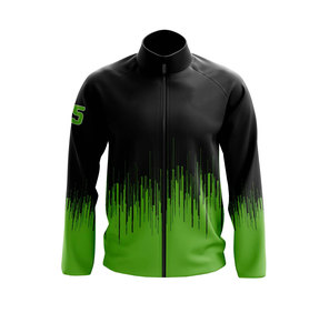 Custom Sublimation Fleece <b>Jacket</b> Men's Sporty <b>Zip</b>-<b>Up</b> Track <b>Jacket</b> Gradient Green Black Print Stand Collar Autumn Outerwear - Product Image 1