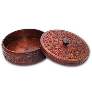 Casserole en bois avec couvercle en bois, écologique et compatible lave-vaisselle, diamètre 20 cm, pour la maison, l'hôtel, le restaurant, le service de chapati - Product Image 6