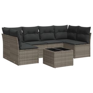 Ensemble de canapés de jardin en rotin gris 6 places, mobilier d'extérieur contemporain résistant aux intempéries, ensemble de salon de patio - Product Image 4