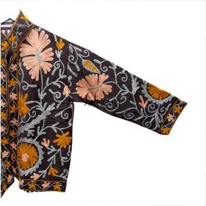 Red Floral Hand Embroidery Eco-Friendly Breathable Quick Dry Jacket Mandarin Collar Quilted <b>Coat</b> 100% Cotrise <b>Women's</b> Jacket - Product Image 5