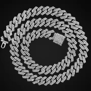 Cadena cubana de moissanita VVS de plata 925, la más moderna, estilo hip hop, para hombre y unisex, de la India. - Product Image 1