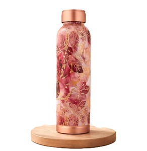 Bouteille d'eau vintage en cuivre imprimée et artisanale, finition brillante, bouteille décorative traditionnelle en métal pour la maison, la salle de sport ou comme cadeau - Product Image 5