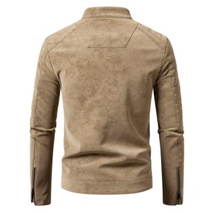 Veste moto en similicuir pour homme, col montant, fermeture éclair métallique, décontractée, élégante, durable, avec logo et couleur personnalisés - Product Image 5
