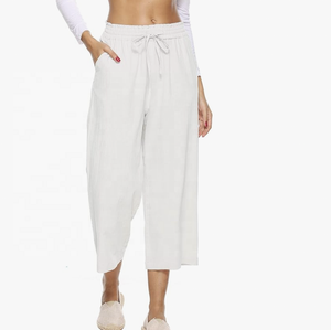 Pantalon de jogging à taille haute pour femme, taille élastique, décontracté, ample, jambe droite, avec poches pour l'été - Product Image 3