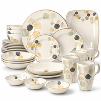 Assortiment de vaisselle en mélamine couleur taupe chaud, avec tasses, bols et assiettes assortis, pour les services de café, de hôtel, de buffet