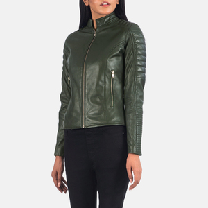 Chaqueta de Cuero para Mujer, Diseño Nuevo, Color Sólido, Estilo Urbano, Chaqueta de Cuero de Oveja para Motocicleta - Product Image 4