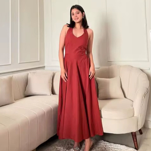 ชุดเดรสลำลองลายดอกไม้ผ้าฝ้ายลินินสำหรับฤดูร้อน ทรงหลวม ใส่สบาย เหมาะสำหรับไปเที่ยวชายหาด ชุดเดรสยาวสำหรับผู้หญิง - Product Image 1