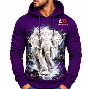 Sudadera con capucha para hombre Long Mission Industry, de tejido de punto, 100% algodón, transpirable, con forro, logotipo frontal, informal, para invierno. - Product Image 1