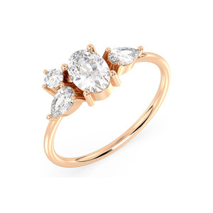 Anillo REYES de Oro Sólido de 14K con Corte Ovalado y Moissanita de 1.08 Quilates, Anillo de Lujo con Múltiples Piedras, Regalo de Aniversario de Bodas, Joyería Fina - Product Image 1