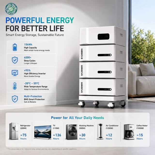 High-Quality Lithium Battery Inverter Set All-in-One Mini Solar Panel Portable Emergency Home Power Storage System 15KW