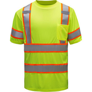 เสื้อยืดสะท้อนแสงสำหรับผู้ชาย สีดำ ผ้าฝ้าย กันยับ ได้รับการรับรองมาตรฐาน CE/EU ชุดทำงาน มีแถบสะท้อนแสง กระเป๋าเสื้อ ตะเข็บอย่างดี - Product Image 1