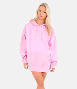 Vestido de Sudadera con Capucha para Mujer, Color Sólido, Manga Larga, Informal, Transpirable, Tejido de Punto, 100% Algodón, con Bolsillos, Ropa de Invierno, 340g - Product Image 3