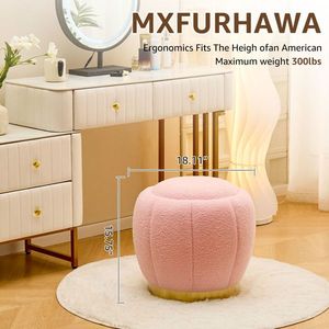 Modern Round Floral Storage Ottoman Soft Padded Teddy Velvet Footstool with Accent Small Table Plant Stand - Product Image 2