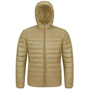 2024 Beige Quilted Men's Puffer Work <b>Jacket</b> 100% Polyester Filling Fashionable Parka Style Winter Utility Stand Collar Hooded - Product Image 6