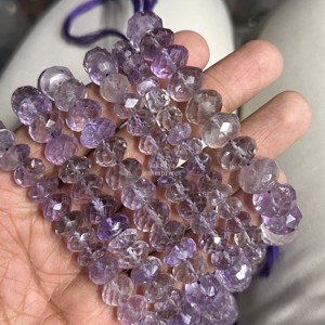 10-12MM Pink Amethyst Faceted Rondelle <b>Beads</b> 16 inch Strand <b>Large</b> Size Natural Amethyst Gemstone For Jewelry Making in Wholesale - Product Image 3