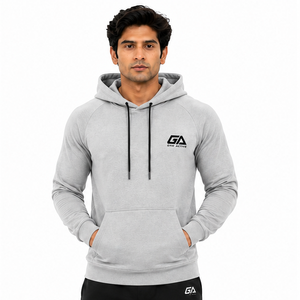 Sudadera con Capucha para Hombre, Color Gris Claro, Impermeable, 100% Algodón, con Bolsillo, Logotipo Personalizado en la Parte Delantera, Ropa Deportiva, Informal, Premium, Atlética - Product Image 4