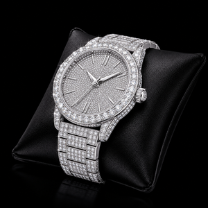 Reloj de Lujo para Mujer con Diamantes, Caja Redonda de Acero Inoxidable de 36 mm, Esfera Analógica con Números Romanos, Cierre Desplegable, Movimiento de Cuarzo - Product Image 3