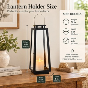 <b>Black</b> Iron <b>Lantern</b> <b>Candle</b> Holder Heat Resistant Home Decoration - Product Image 5