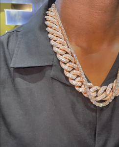 สร้อยคอเงินแท้ 925 แบบ Cuban Link สำหรับผู้ชาย ดีไซน์หนา ประดับเพชรเต็มเส้น สไตล์ฮิปฮอป สตรีทแฟชั่น - Product Image 2