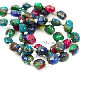 Cuentas de Turquesa Mohave Arcoíris en Forma de Pepita 6x8 8x10mm, Hilo de Cuentas de Turquesa Multicolor, Cuentas de Piedras Preciosas de Turquesa Mohave Natural - Product Image 4