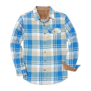 Chemise en flanelle pour homme, gris pierre, à carreaux, mélange de coton, intérieur chaud, boutons sur le devant, intemporelle, pour tous les jours - Product Image 3