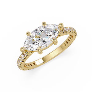 Bague de mariage de luxe en or massif 10K 14K avec diamant de laboratoire taille marquise, sertie en cathédrale est-ouest, 1,35 CTW, certifiée IGI, ODM - Product Image 3