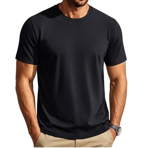 Camiseta de Manga Corta para Hombre, Cuello Redondo, Color Negro, Corte Regular, Estilo Casual, Tejido de Algodón Transpirable - Product Image 1