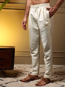 <b>Men</b> White Silk Koti <b>Kurta</b> Pajama Set With Embroidery Regular Fit Traditional Indian Pakistani Knee-Length Wedding Wear - Product Image 6
