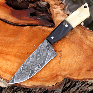 Cuchillo de Caza Hecho a Mano de Acero Inoxidable, Hoja Fija de Espiga Completa, Cuchillo Táctico para Supervivencia al Aire Libre, Camping y Bushcraft, con Funda de Cuero - Product Image 2