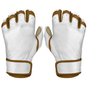 Qaswa Sports White Leather Batting Gloves <b>Hook</b> Loop Closure Durable Lightweight Breathable Training Unisex Adult Ambidextrous - Product Image 1