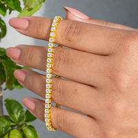 Bracelet unisexe en diamants de laboratoire de type tennis, 2mm/3mm/4mm/5mm, or massif 18 carats plaqué rhodium, couleur D, certifié IGI, clarté VS1