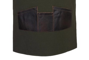 Tablier en toile avec poches en cuir et bretelles croisées pour uniforme de personnel de restaurant et de bar - Product Image 4