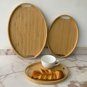 Bandeja de Servir Ovalada Premium de Bambú con Asas Integradas, Ecológica, Hecha a Mano, para Servir Desayuno, Té, Café y Comida en el Hogar - Product Image 2