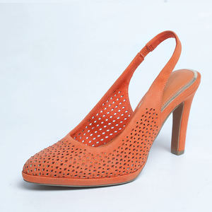 Sandalias de Tacón Grueso con Punta en Pico y Tira Trasera en Color Naranja para Mujer, Diseño Personalizado - Product Image 2