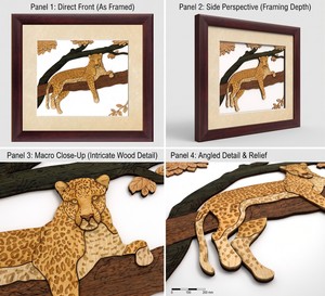 Cuadro Decorativo de Pared con Leopardo Tallado en Madera, Decoración Escénica para Sala de Estar, Estilo Rústico - Product Image 6