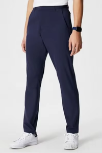 Pantalon cargo bleu à taille élastique avec plusieurs poches, coupe droite décontractée, respirant, en toile mi-lourde - Product Image 2