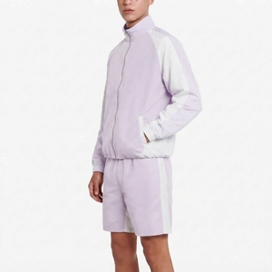 Fashionable Custom Logo Solid Men Casual Breathable Lightweight Windbreaker Shorts Set Two Piece <b>Polyester</b> <b>Tracksuit</b> Autumn High - Product Image 1