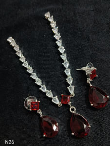 Ensemble de bijoux de mariée en diamant américain classique Collier et boucles d'oreilles en deux pièces pour mariage Style classique à la mode - Product Image 4