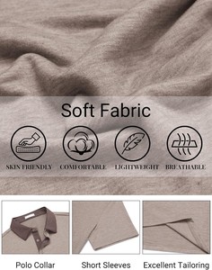 Chemise Homme en Coton et Spandex, Unie, Coupe Slim, Manches Courtes, Respirante, Douce et Confortable, en Piqué Tricoté 220g, Boutonnée, Style Décontracté - Product Image 6