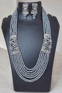 Luxury Multi-Layer Pearl <b>Necklace</b> Set with <b>Ruby</b> Red Stone Pendant and Matching Earrings Bridal Wedding Jewelry - Product Image 5