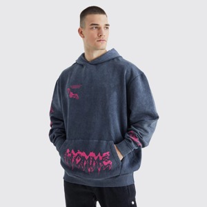 Sweat-shirt à capuche pour homme, coupe classique, 100% coton, French Terry 300g, séchage rapide, délavé à l'acide, rose uni, décontracté, streetwear d'hiver - Product Image 1